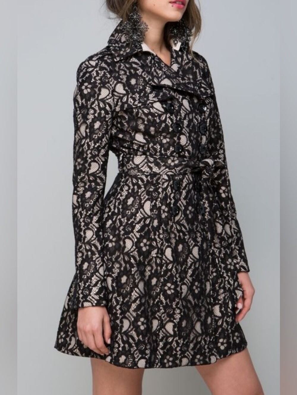 Bebe Corset Lace Trench Coat